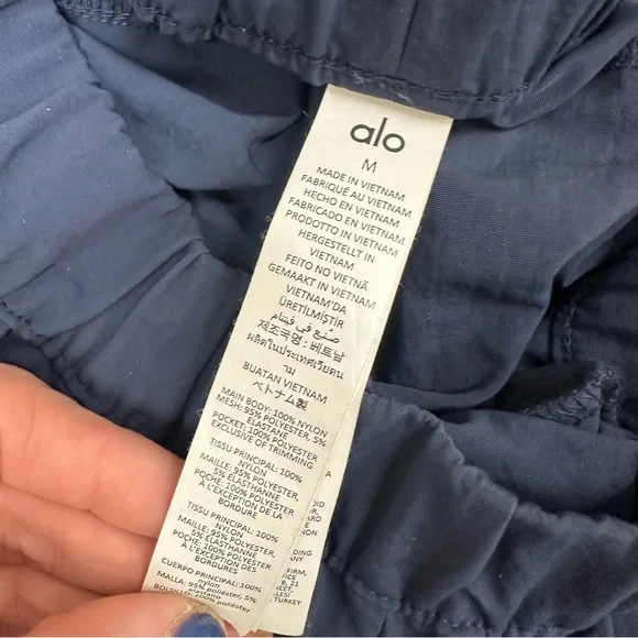 ALO High-Waist Origin Wide Leg Track Pants navy & black - Picture 6 of 10